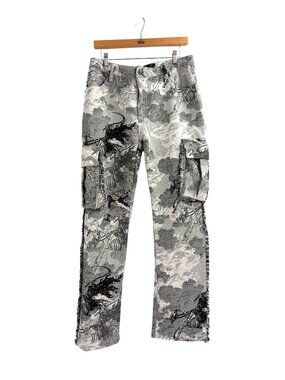 Rebel Vengeance Grim Reaper Skeleton Horse Tapestry Cargo Jacquard Pants Size 32